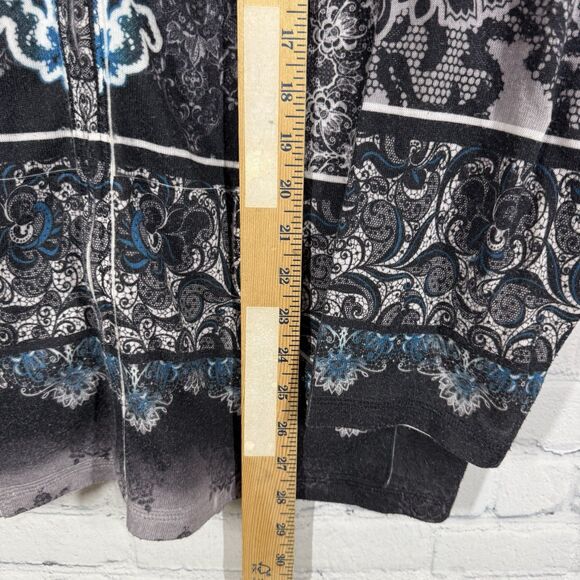 Cardigan Hoodie Women’s Plus 1X Fair Isle Bohemian Beaded Fairy Grunge Stretch - Picture 11 of 14